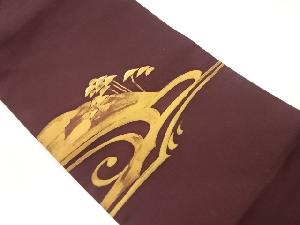 塩瀬木々に抽象流水模様刺繍名古屋帯